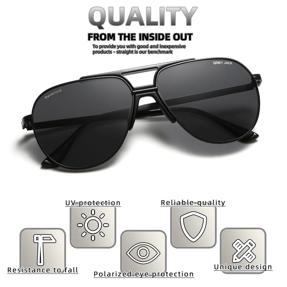 GREY JACK Polarized Pilot Sunglasses Metal Frame Eyewear for Men Women 3241 - Image 3